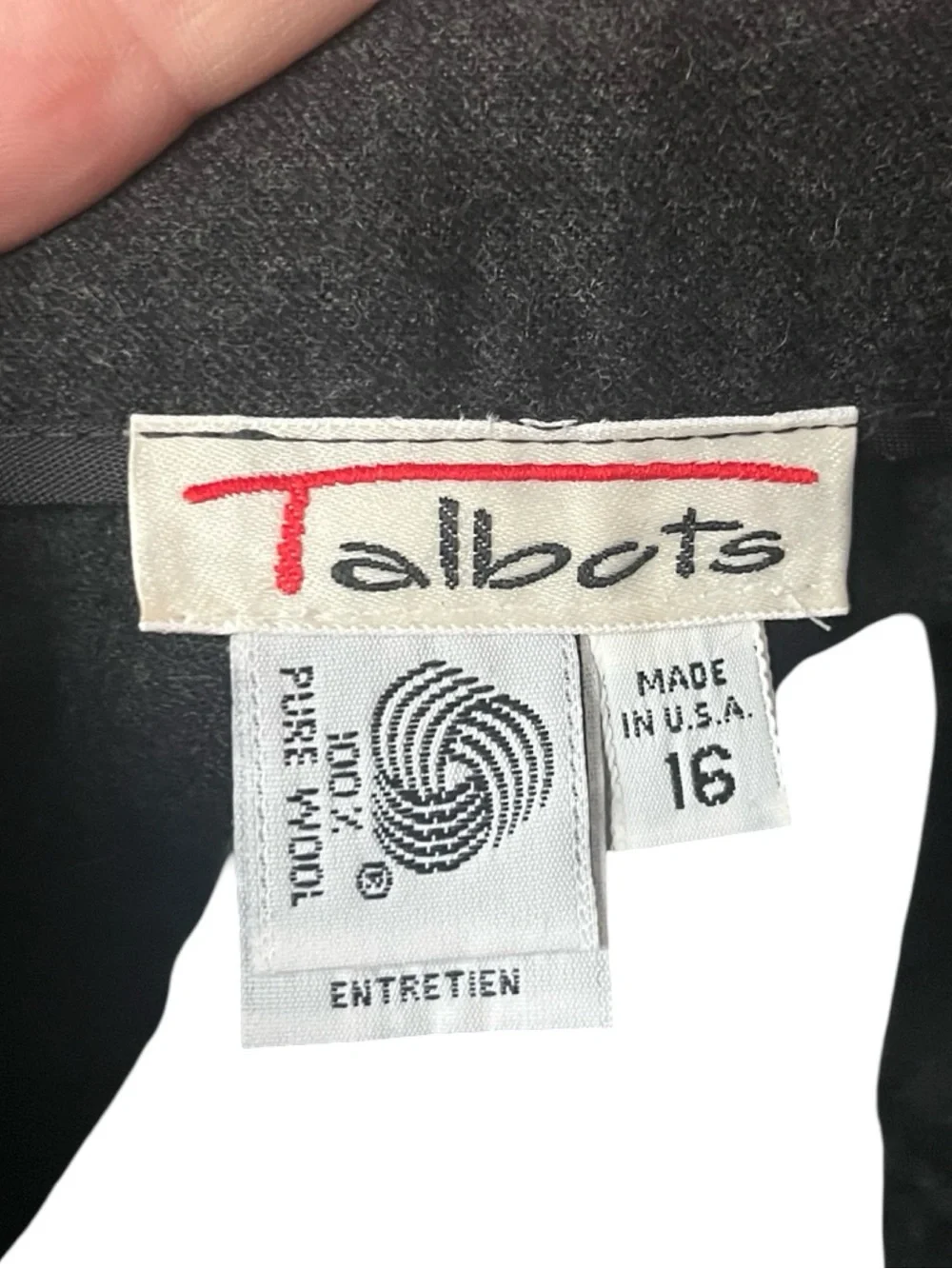 Vintage Talbots Wool Midi Skirt Dark Gray Modest Pleated Academia Size 16